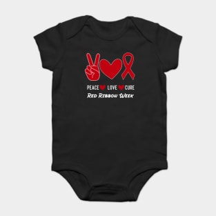 Red Ribbon Week Awareness We Wear Red For Peace Love Cure Baby Bodysuit